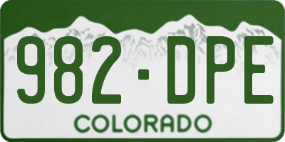CO license plate 982DPE