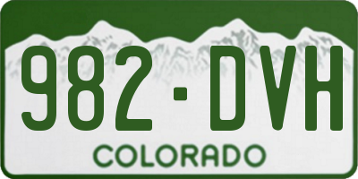 CO license plate 982DVH