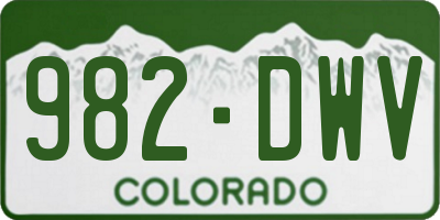 CO license plate 982DWV