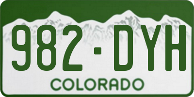 CO license plate 982DYH