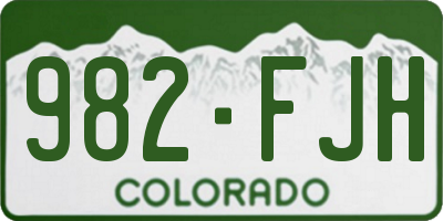 CO license plate 982FJH