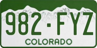 CO license plate 982FYZ