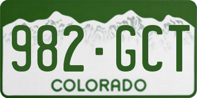 CO license plate 982GCT
