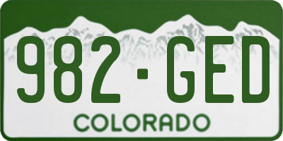CO license plate 982GED