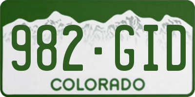 CO license plate 982GID