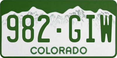 CO license plate 982GIW