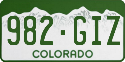CO license plate 982GIZ