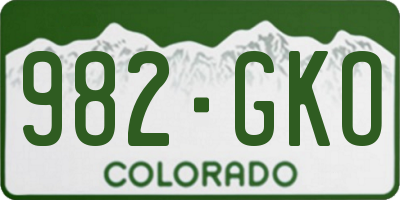 CO license plate 982GKO