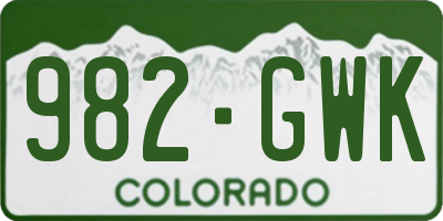CO license plate 982GWK