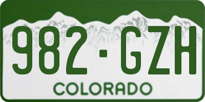 CO license plate 982GZH