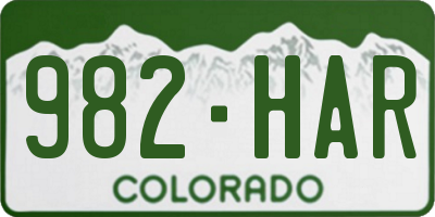 CO license plate 982HAR