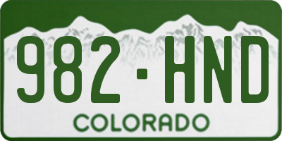 CO license plate 982HND