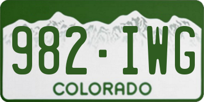 CO license plate 982IWG