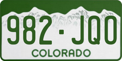 CO license plate 982JQO