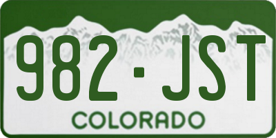 CO license plate 982JST