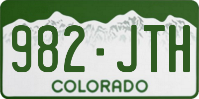 CO license plate 982JTH