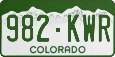 CO license plate 982KWR