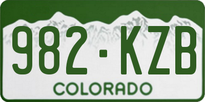 CO license plate 982KZB