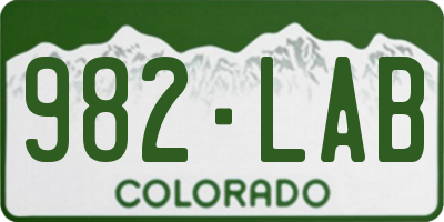 CO license plate 982LAB