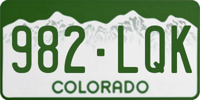 CO license plate 982LQK