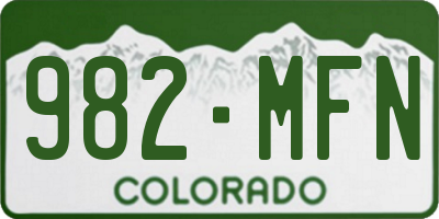 CO license plate 982MFN