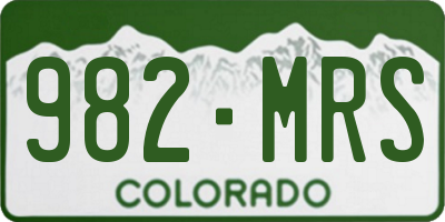 CO license plate 982MRS