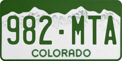 CO license plate 982MTA