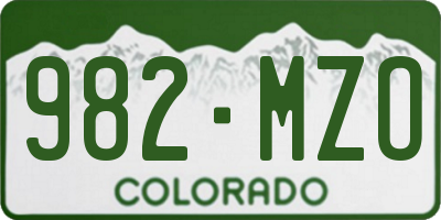 CO license plate 982MZO