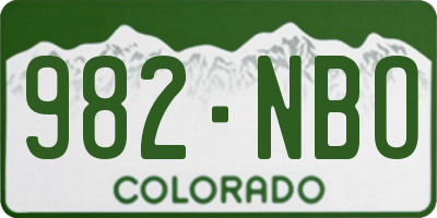 CO license plate 982NBO