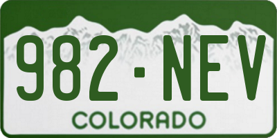 CO license plate 982NEV