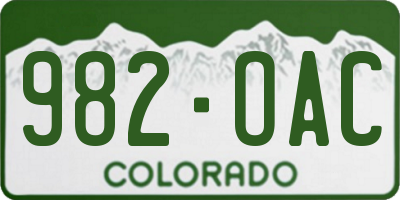CO license plate 982OAC