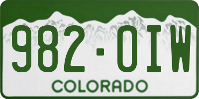 CO license plate 982OIW