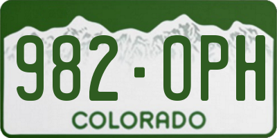 CO license plate 982OPH