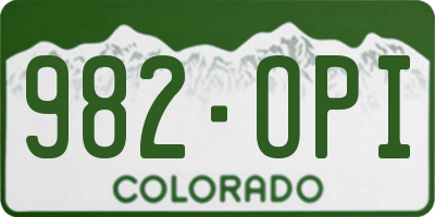 CO license plate 982OPI