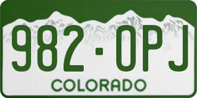 CO license plate 982OPJ
