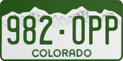 CO license plate 982OPP