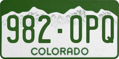 CO license plate 982OPQ