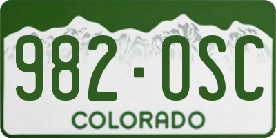 CO license plate 982OSC