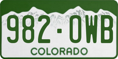CO license plate 982OWB