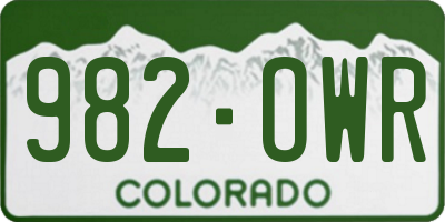 CO license plate 982OWR