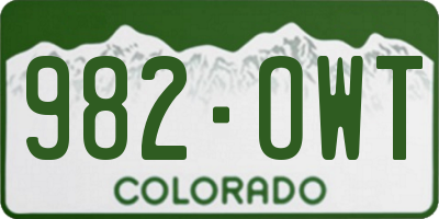 CO license plate 982OWT