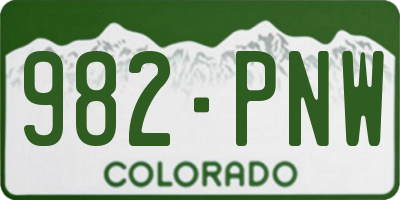 CO license plate 982PNW
