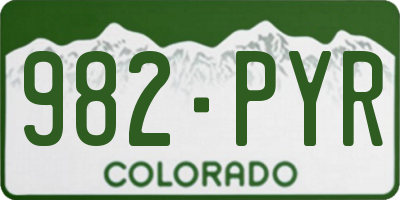 CO license plate 982PYR