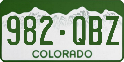 CO license plate 982QBZ