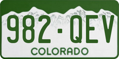 CO license plate 982QEV