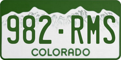 CO license plate 982RMS