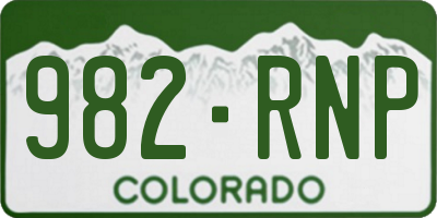 CO license plate 982RNP