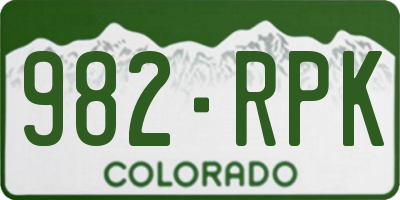 CO license plate 982RPK