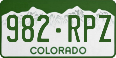 CO license plate 982RPZ