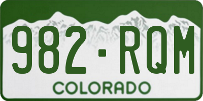 CO license plate 982RQM